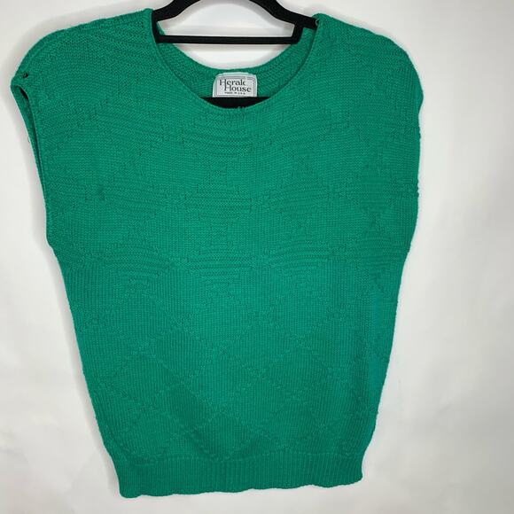 Vintage Herald House Green Cap Sleeve Sweater Textured Sz ? Small - Picture 5 of 8